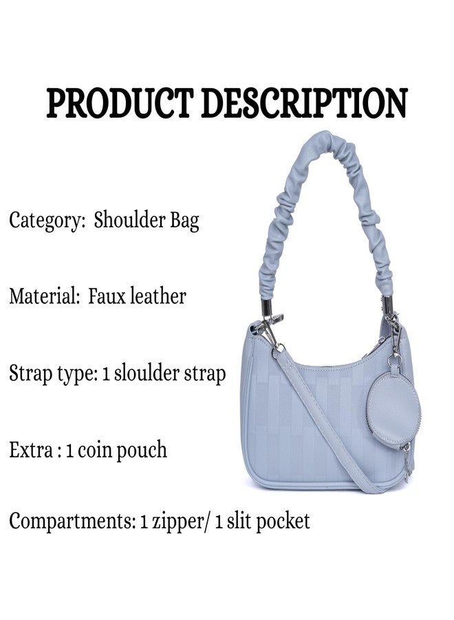 SANTORINI Celeste Mini Hobo Bag for Women | Elegant Faux Leather Shoulder Handbag with Detachable Sling strap and Coin pouch. (Blue) - Image 5